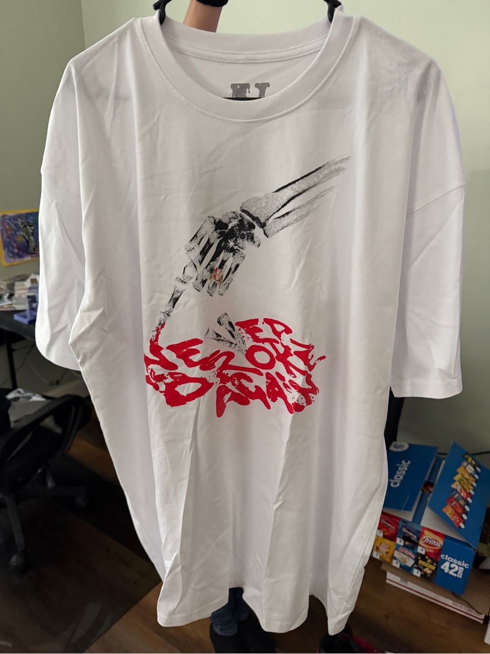 VLONE White Short-Sleeve Tee with Red Graphic